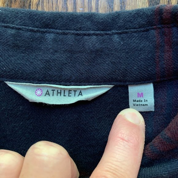 Athleta Burgundy and Black Plaid Button-Down Shirt - Picture 3 of 6